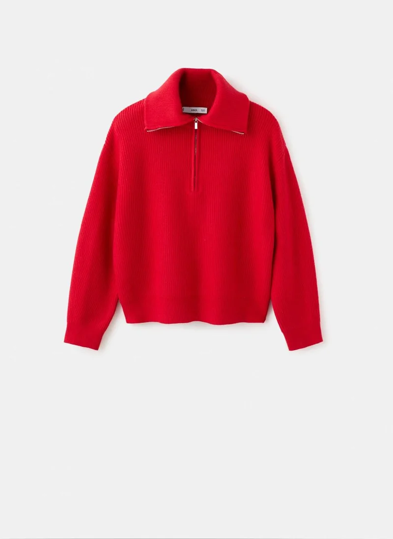 MANGO Sweater with contrasting zip collar